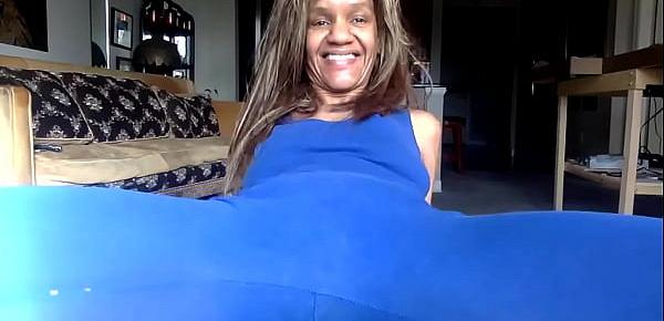  Live Clip - Ginger MoistHer Tease You in Blue - Lay Down Comedy! Nipples, smiles, yoga in yo face